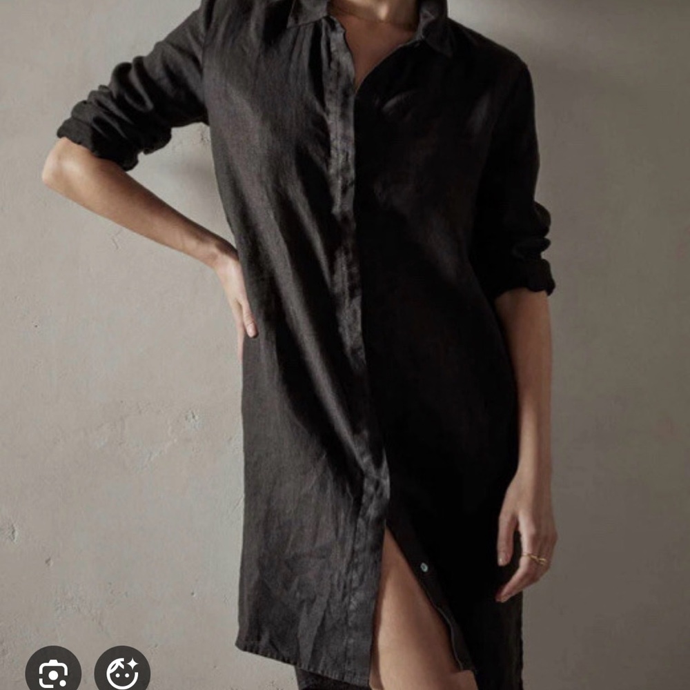 James Perse navy Button-Front Mini Shirt Dress